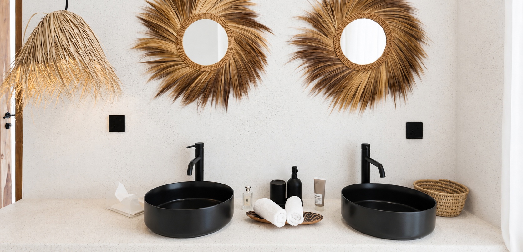 Master bathroom with double vanity at Zuri Cliff villa